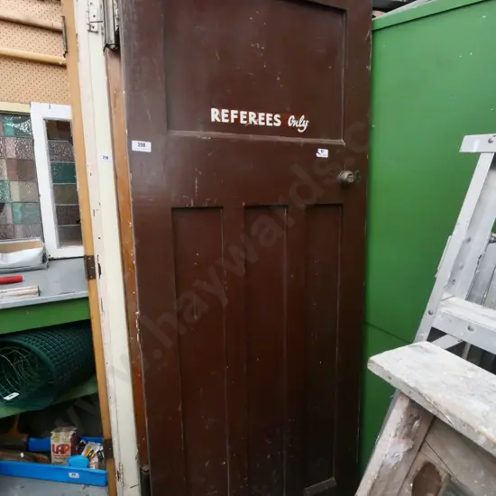 solid wood door from Carisbrook marked Referees H-2030 W-805