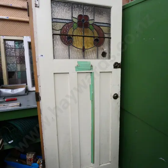 solid wood and leadlight exterior door H-2030 W-800