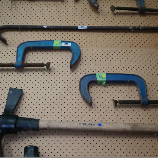 pair of G-clamps - yellow dots