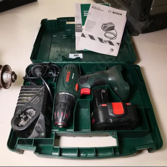 cased Bosch cordless drill