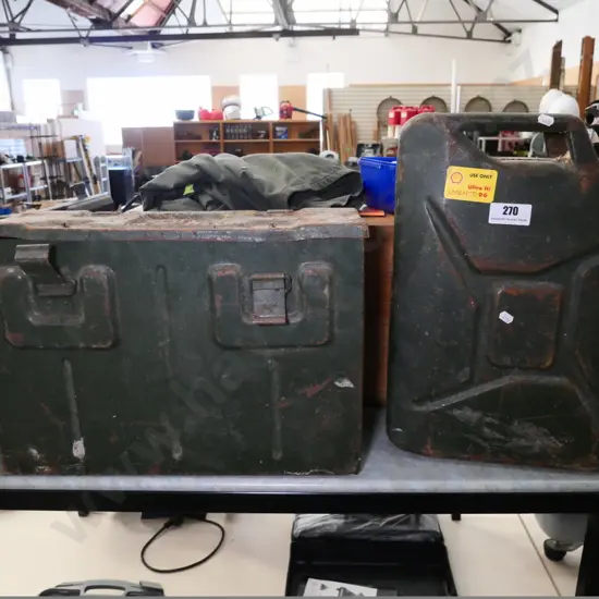 ammunition box and a jerry can