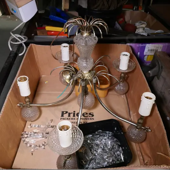 part brass and crystal 5-light chandelier