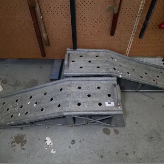 2 galvanised car ramps
