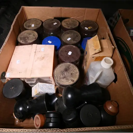 box of screws, nails, casters, etc.