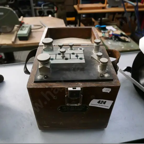 vintage Weston wood-cased current transformer