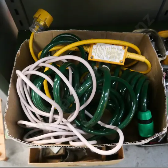 garden hose, extension cord, and RCD