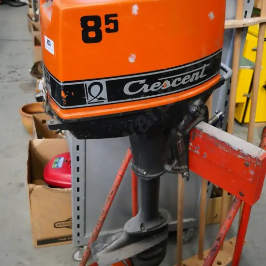 Crescent 85 outboard motor with name 'Hotere' etched on side - stand not included