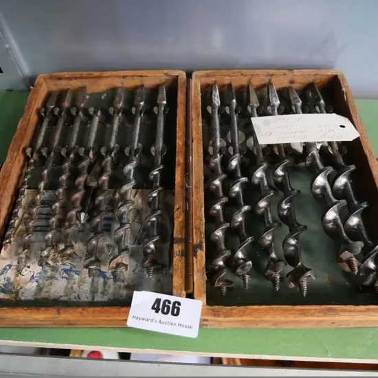 box of wood-cased auger bits