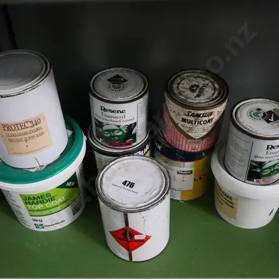 various tins of paint