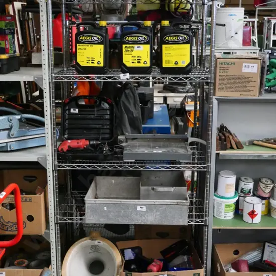 chrome and metal shelves