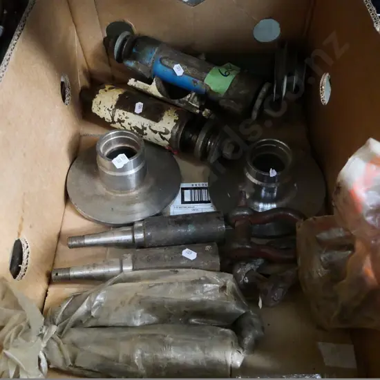 box of lathe parts, D-shackles, etc.
