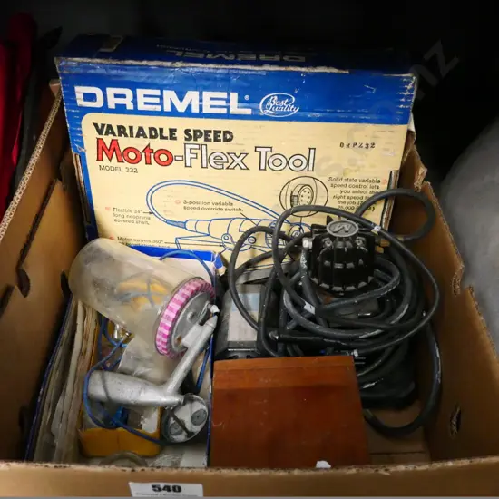 box of Moto flex tool, small air compressor, 