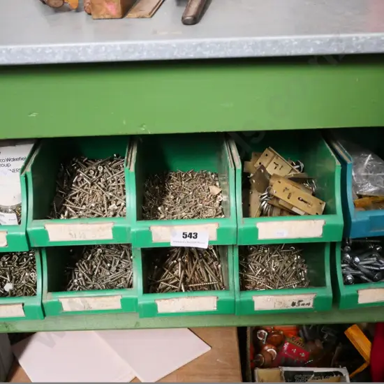 plastic container of screws, door locks, etc.