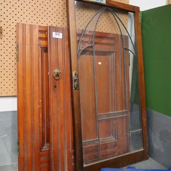 2 wooden and one leadlight cupboard doors