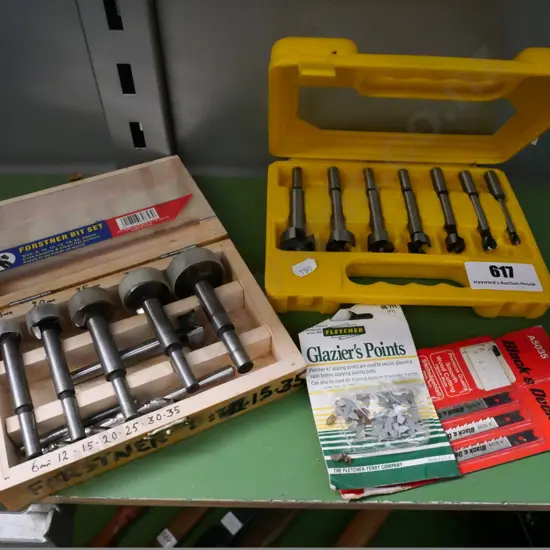 2 cased sets of Forstner drill bits