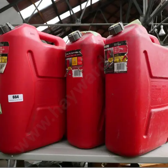 three 20l fuel containers