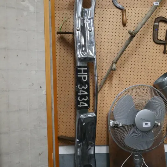 chrome car bumper and number plate