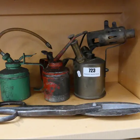 2 oilers, brass blowtorch and heavy duty snips