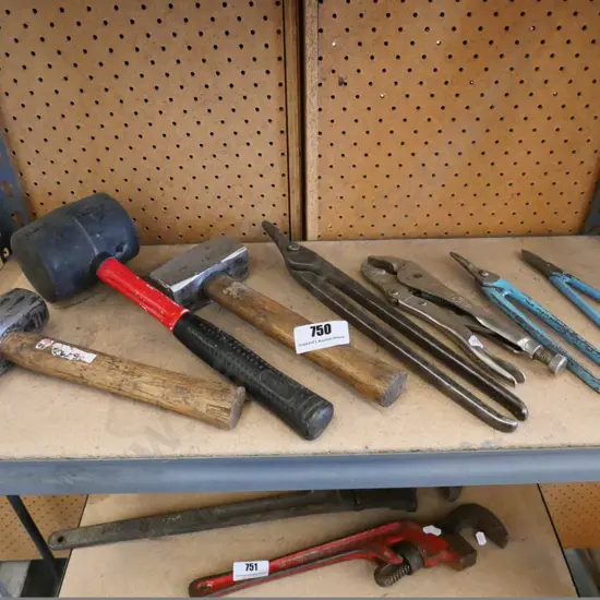 rubber mallets, tin snips and vise grips