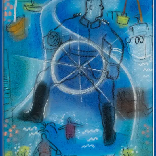 Lindsay Crooks - framed pastel - Sailor H-230 W-170