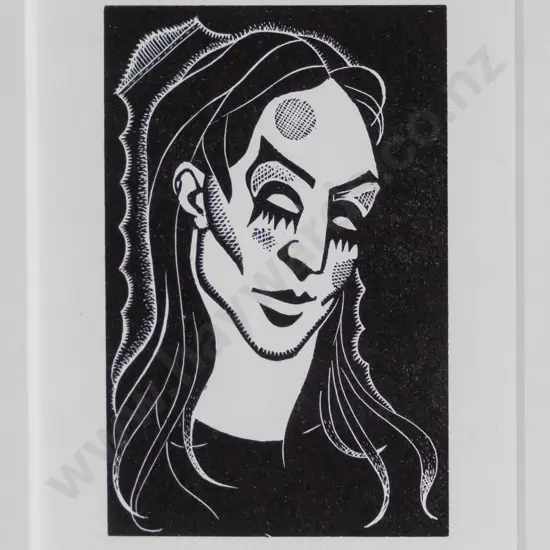 Leo Bensemann - framed woodcut print - "Ophelia" H-75 W-50