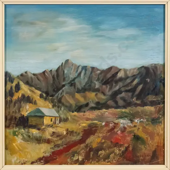 J. Macpherson 1893 - framed oil - landscape - aging to paint. H-390 W-390