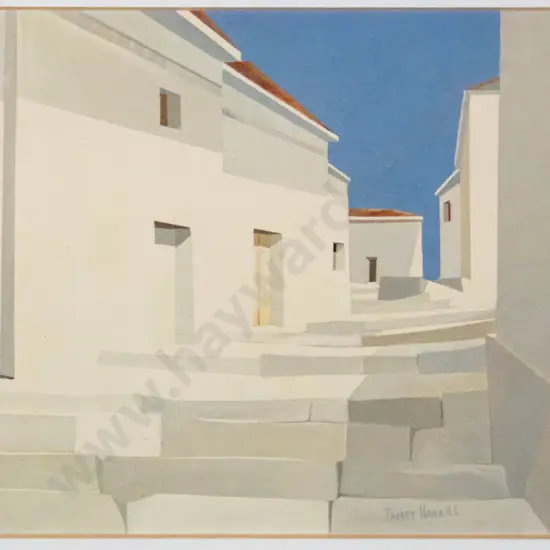 James Harrill - framed lithograph - "Crete Steps" H-110 W-140