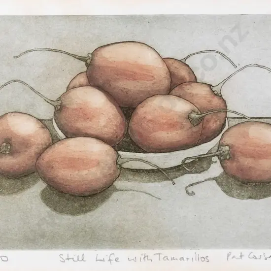 Pat Corballis - framed ltd edition print 17/20 - " Still Life With Tamarillos" H-170 W-250