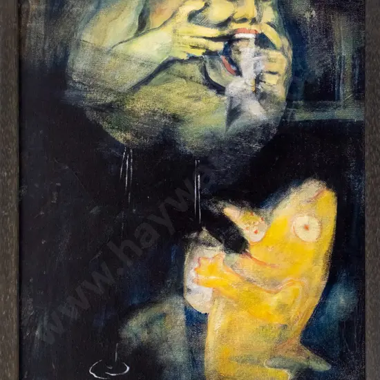 Shelia Sherry-Wolden 1998 - framed oil on canvas - "She tried to get down to the end of town" H-610 W-390