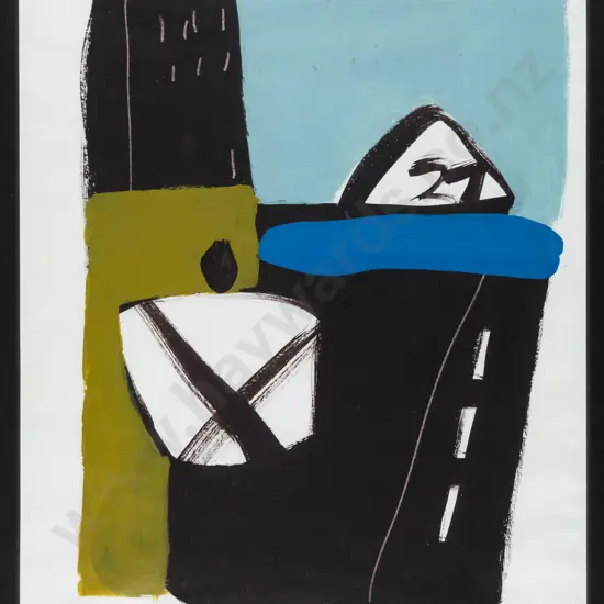 Eion Stevens 1990 - framed acrylic on paper - "number twenty-seven" H-305 W-230