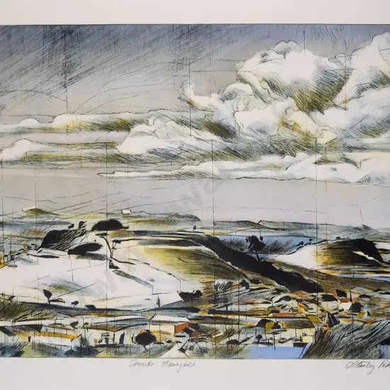 Stanley Palmer 1988 - framed bamboo etching 70/100 - "Towards Maungarei" H-410 W-580