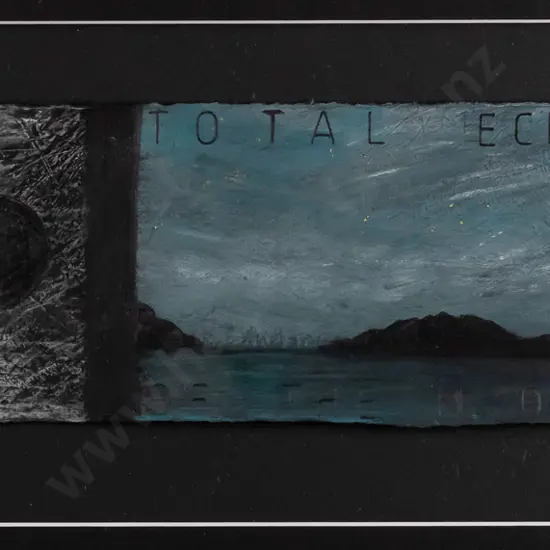 Inge Doesburg '00 - framed mixed media - Total Eclipse of the Moon. H-100 W-290