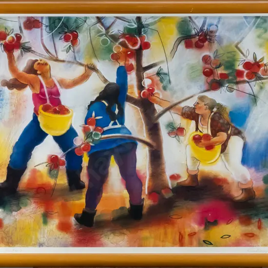 signed Lyndsay Crooks '99 laser print -  Apple Pickers H-450 W-650