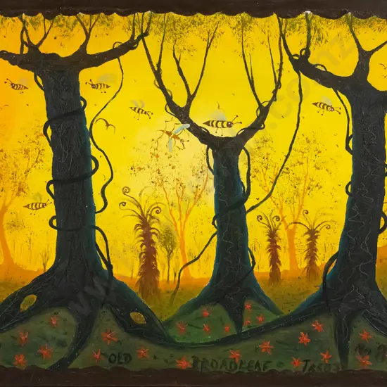 Ivan Hill - oil on boxed canvas "Old broad leaf trees no 8" H-455 W-610