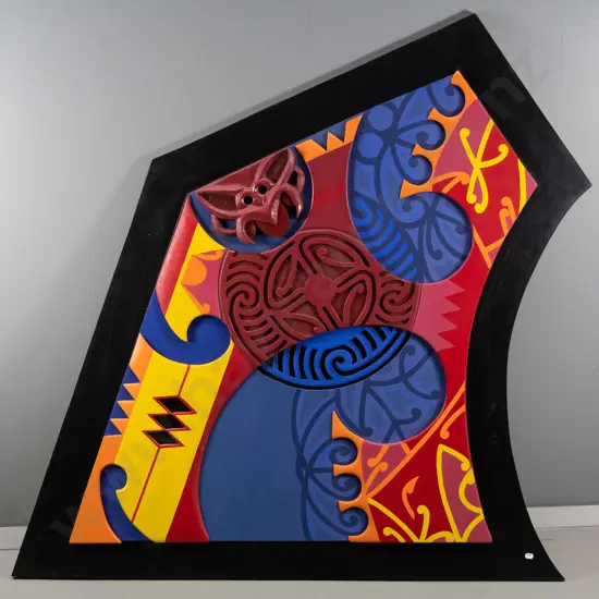 Bronson Te Hau Hedge - painted woodcut on board - H-1230 W-1200