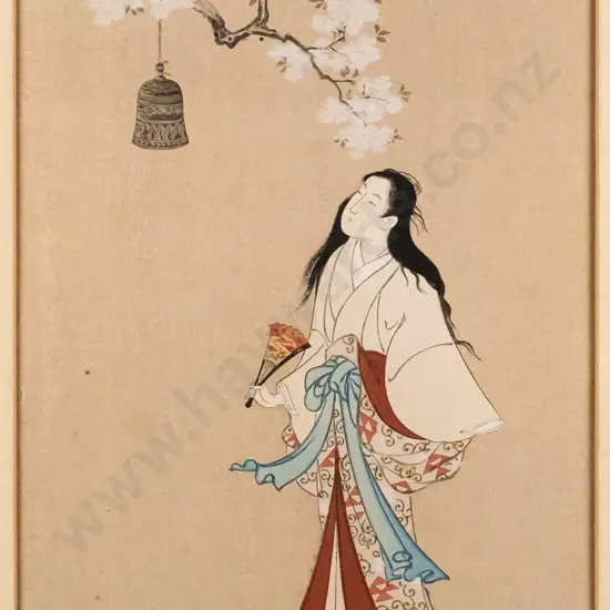 Shigmasa Furuyama (last 17c) - mounted Japanese woodblock print- very slight foxing "Murume Dojoji, Ukiyo-C" H-280 W-180
