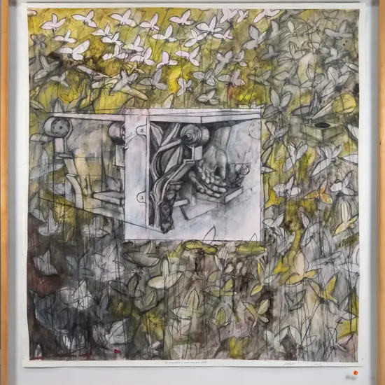Bruce Dehnart 1996 - framed mixed media - "An association I might make with words" H-1020 W-960