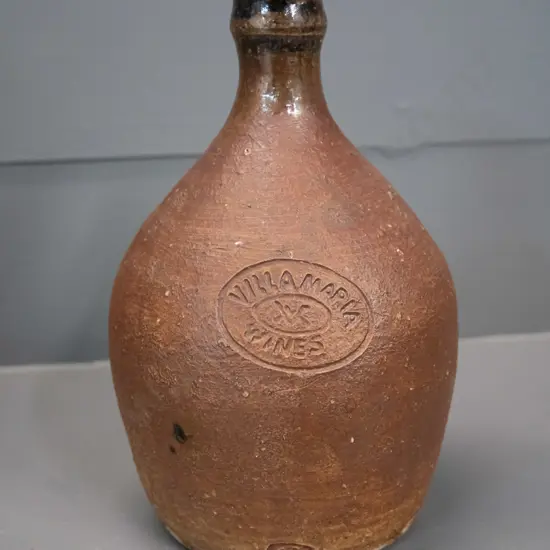 Barry Brickell studio pottery flask - embossed 'Villa Maria Wines' H-195 Diameter 130