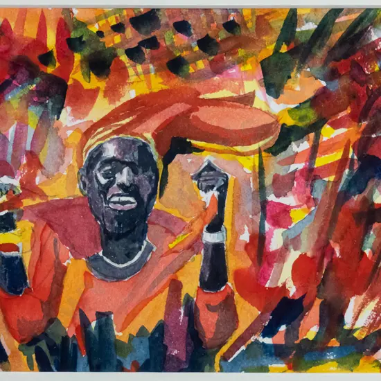 Ron Esplin 1999 - framed watercolour - "Carnival" H-120 W-215