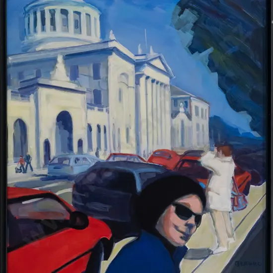 Berard - framed acrylic - street scene H-710 W-650