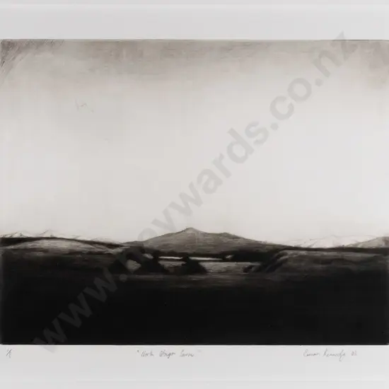 Simon Kennedy '03 - framed etching 1/8 - "North Otago Farm" H-195 W-250