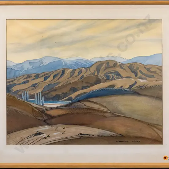 Lindsay Jolly 1980 - framed watercolour - landscape. H-420 W-520