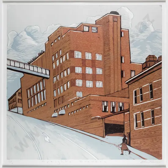 Manu Berry - framed ltd edition print 1/5 - "Speights Brewery" H-400 W-390