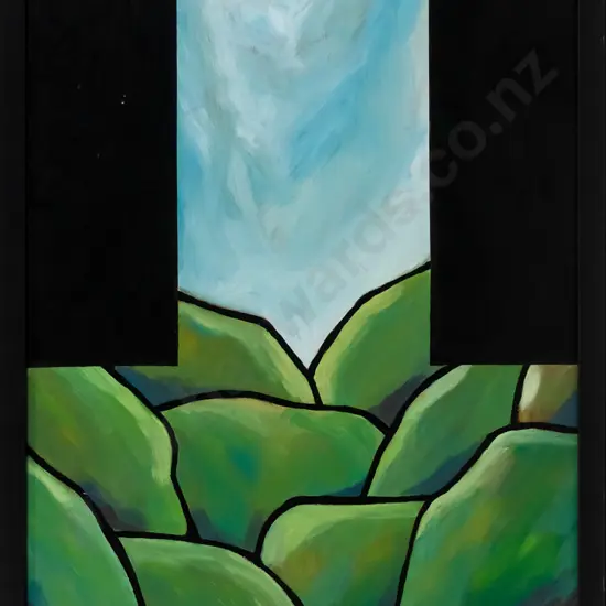 Nic Dempster '03 - framed oil - "Large Cross Landscape"  H-750 W-445