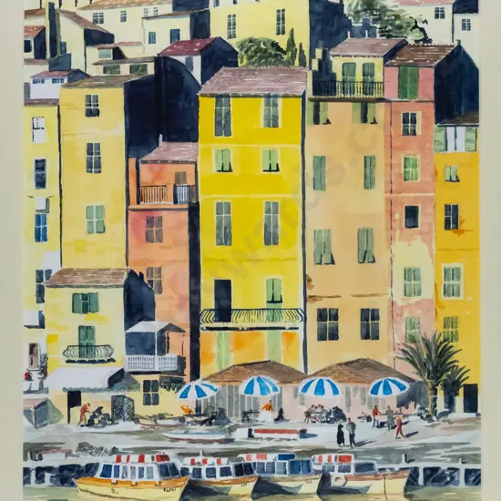 Ron Esplin '99 - framed watercolour - "Portovenere" H-390 W-290