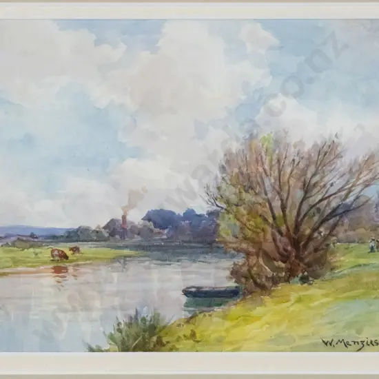 W Menzies Gibb - framed watercolour - Lower Avon H-145 W-190