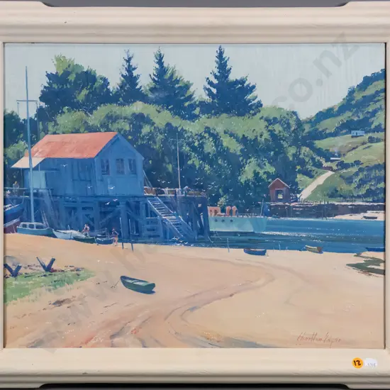 Charlton Edgar - framed oil - "Kupe's Crossing, Whitianga, Coromandel" H-390 W-500