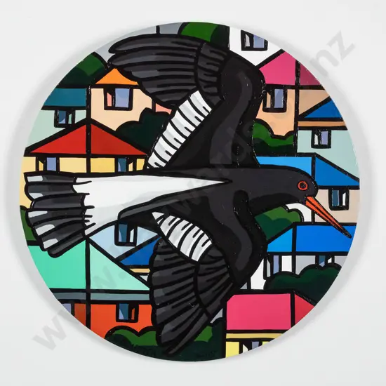Nic Dempster - oil on circular board - Oystercatcher Diam-200