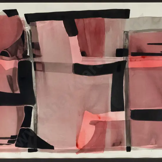 illegible signature '65 - framed watercolour - abstract H-340 W-610