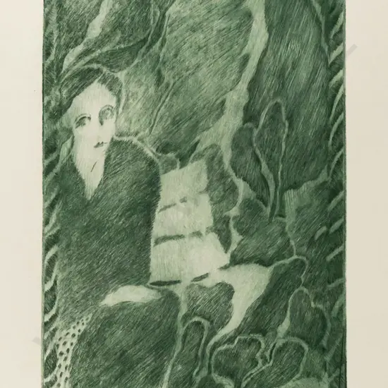 Kathryn Madill 1975 - framed artist's proof "Drypoint for Virginia Woolf" H-180 W-120